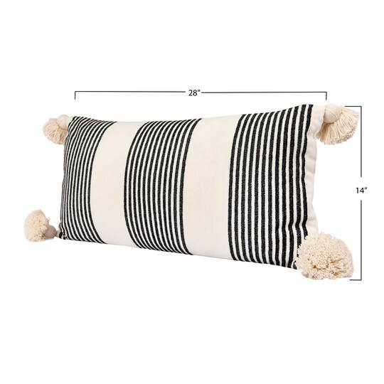 Hello Honey® Black Stripes Cotton & Chenille Throw Pillow